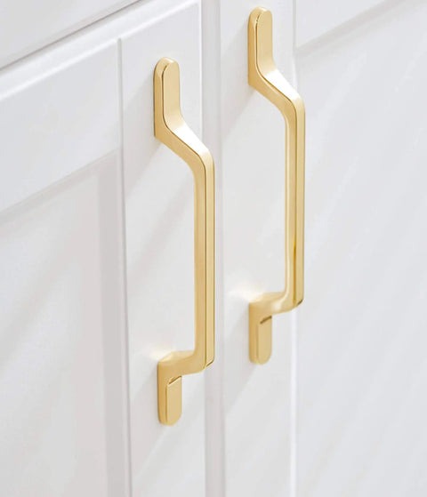 Top Shelf Heavy Gauge Zinc Alloy Cabinet Pulls Bow Handles Set Of Two Swanky Premium Electroplated Gold Cupboard Knobs Smooth Glide Kitchen Doors Super Tough Long Lasting Hardware