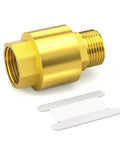 Brass check valve with female inlet and male BSP thread outlet, DN20 (3/4"), one-way backflow preventer.