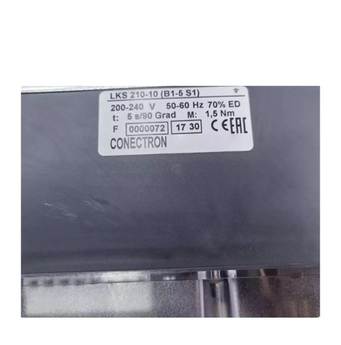 LKS210-10 Electric Motor specifications label for Sturdy Damper Actuator, detailing voltage and frequency.