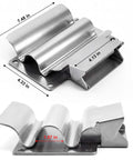 Spring Loaded Stainless Steel Shovel Holder Built For Heavy Duty Tool Racks On Dump Trucks Trailers Garages And Sheds Keeps Shovels Rakes Hoes And Snow Tools Secure On Walls With Easy Four Pre Drilled Mounts, showing dimensions