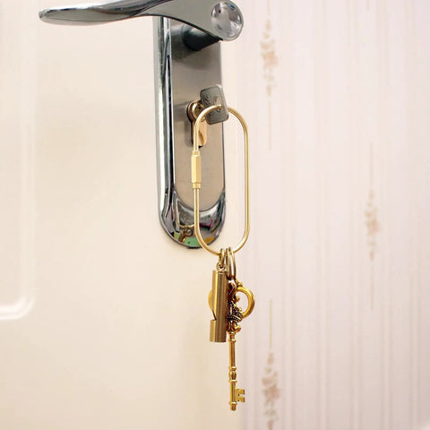 Dope Gold Brass Key Rings With Screw Lock Carabiner Clips For Keys And Handbags, Durable Brass Key Organizer Charms For Purses
