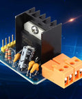 Adjustable Speed H Bridge DC Motor Drive Module With PWM Control And Power Indicator, 3A 75W Motor Controller For Bidirectional Motion, Ideal For Robotics, Automation, And DIY Projects. compact PCB with heatsink and screw terminals