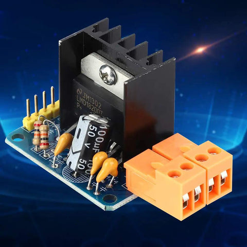 Adjustable Speed H Bridge DC Motor Drive Module With PWM Control And Power Indicator, 3A 75W Motor Controller For Bidirectional Motion, Ideal For Robotics, Automation, And DIY Projects. compact PCB with heatsink and screw terminals