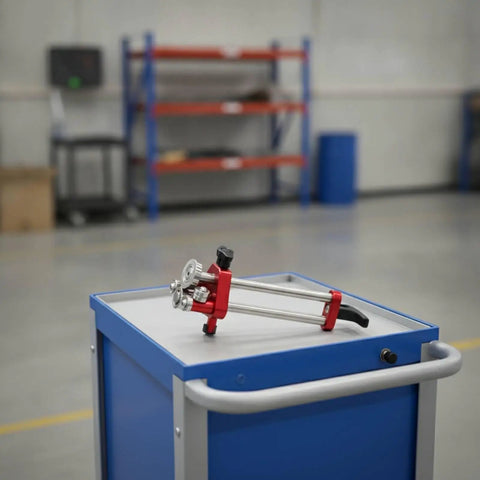 Sheet Metal Lip Former Roller With Adjustable Bending Tool Pro Grade Lightweight Roller Bender on workshop cart.