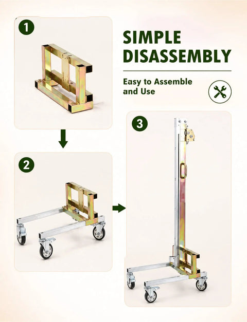 Top Rated Portable Manual Material Lift With Heavy Duty Winch And Adjustable Forks For Easy Warehousing Loading And Construction Lifting Jobs Today, assembly process.