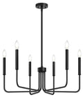 Six Light Farmhouse Industrial Chandelier With Matte Black Finish for a modern rustic dining room or kitchen setting