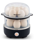 Egg Cooker That Boils Up To 14 Eggs At Once With Two Tier Design, Soft Medium Or Hard Boil Options, Auto Shut Off, Black