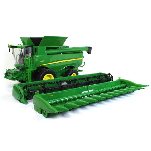 Big Farm S690 1 To 16 Scale Combine With Corn Head And Draper Head Realistic Lights And Sounds Durable Farm Toy For Indoor And Outdoor Play Unload Grain From Tank Through Rotating Auger Ages Three And Up