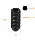 Built Tough M8 X 20 Mm Spring Loaded Ball Point Set Screws With Hex Socket Drive High Carbon Steel Grub Fasteners with dimensions