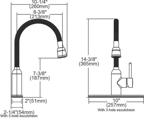 Diagram of Laundry Utility Faucet With Flexible Spout And Forward Lever In Chrome Finish, Dual Function Aerated And Spray Hand Spray.