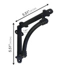 Heavy Duty Black Cast Iron Shelf Brackets Set Of Four, 5.5 X 1.2 X 5.5 Inches, detailed view of half round style mounting bracket