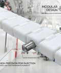 Heavy Duty Pom Ball Bearing Conveyor Chain Flexible Turning Roller Belt Modular Transfer Plate with POM injection and stainless steel pin.