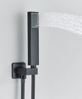 Matte Black handheld sprayer from Top Shelf Led Shower System With Sixty Four Color Lighting Remote Digital Temperature Display.