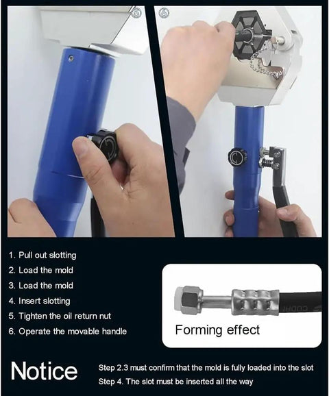 Heavy Duty Manual Hydraulic Tube Press For Hose Crimping With Seven Slick Quick Swap Dies For Car AC Lines Portable Aluminum Pump No Sweat Setup And Workhorse Reliability For Any Garage Project