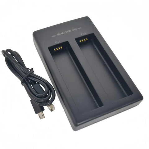 Dual Bay USB Battery Charger Box For 5V Batteries Fast Simultaneous Charging Lightweight Portable Dock With Smart Safety Protections