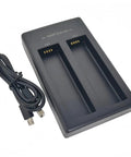 2 Slot USB Battery Charger Dock with Safe Charging Tech and cable, ideal for AA AAA 5V cells, portable and travel ready.