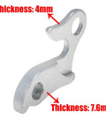Universal Bicycle Derailleur Hanger Replacement 2 Pack Frame Gear Tail Hook Silver Tone showing thickness measurements