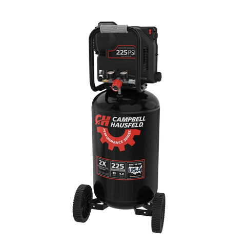Campbell Hausfeld C151CH 15 Gallon Vertical Air Compressor With 225 PSI High Pressure Capacity Reliable Air Delivery For Inflation Nailing Fastening And Hobby Painting Projects