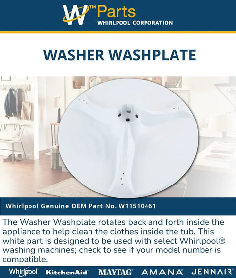 Genuine OEM Washer Washplate Replacement Part W11510461 Replaces W11308900 for front load washers.