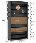 Tall 10 Tier Shoe Rack With Dustproof Cover Free Standing Storage For 50 To 55 Pairs Of Shoes And Boots Huge Capacity Space Saver Closet Entryway Garage Organizer 8 Pockets
