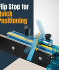 Three Inch Fence Flip Stop for Table Saw, Miter Saw, and Drill Press, T Track Fence Stop Accessories for Woodworking in use