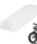72Pcs Spoke Covers For 8 To 21 Inch Rims White Universal Wheel Wraps stacked shows use on dirt bike