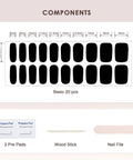 Semi Cured Gel Nail Strips For Real Gel Polish UV Wraps To Strengthen Brittle Nails Waterproof Long Lasting Easy Peel Off Removal Hema Free 20 Piece Solid Black Pro Salon Kit With File And Stick displayed with components.