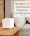 Square Glass Desk Lamp Cube LED Light With Warm 2700K Lit Glow 6W Bulb for reading bedside nightstand on wooden table