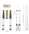 15.5 Foot Telescoping Ladder Made From Aluminum Extendable Multi Purpose Folding Ladder For Indoor And Outdoor DIY Lightweight Yet Heavy Duty 330 Lb Capacity Anti Slip Feet Great For Window Cleaning Painting Roof Repair dimensions and features