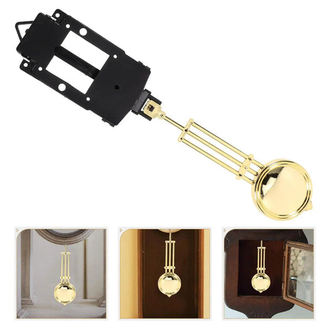Wall Clock Pendulum Replacement 5.51 X 2.28 X 1.18 Inch Mechanical Clock Part with swing device, gold and black design