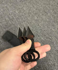 Dope Ninja Kunai Throwing Knife Set Three Piece Stainless Steel Blades with Nylon Sheath Black Red Finish in hand
