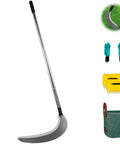 Long Reach Weeding Tool Set With Serrated Double Edged Blade, Stand Up Weeding Tool, Two Leaf Scoops, 16 Gallon Lawn Bag, And Gardening Gloves