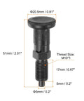 Heavy Duty Ball Nose Spring Plunger M10x1 Thread Self Locking Index Pin For Industrial Jobs, black carbon steel, 51mm length.