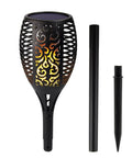Pack Of 4 Tiki Torch Lights With 96 LEDs Sun Powered Waterproof Dusk To Dawn Auto On Off Flickering Flame Landscape Path Lighting