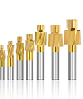 NUSHKI counterbore end mill set, gold-coated HSS milling cutters for metal, various sizes.