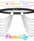 Edgy Punk Waist Chain Belt Black Leather Harness With Silver Layered Chains Snatching That Hip Curve Adjustable Fit 49-110 cm