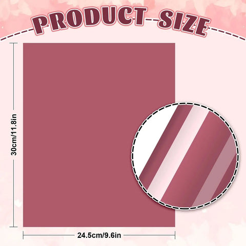 Gradient Pink Heat Transfer Vinyl Pack With 12 Sheets For DIY Clothing And Costume Crafting size details and close-up view