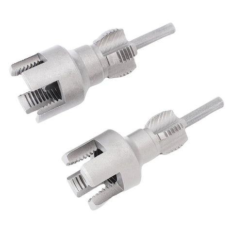 Double Function Pipe Threader Tool For Internal And External Threads One Half Inch And Three Quarter Inch Dies Alloy Steel Build Home Repair Threading Kit No Tool Swapping Built Tough For PVC PPR And More, shown with two dies