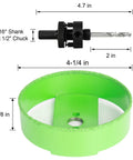 Four And A Quarter Inch Carbide Hole Saw With Arbor For Recessed Lights Pro Grade Tough As Nails Long Life Edge Green
