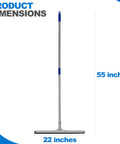 Heavy Duty 55 Inch Floor Squeegee With Wide 22 Inch Silicone Blade And Sturdy Steel Handle dimensions shown for easy reference.