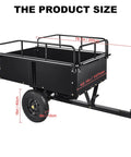 Heavy Duty Steel Dump Cart For UTV Tow Behind Utility Trailer 900 Lbs Capacity 15 Cu Ft with size dimensions shown.
