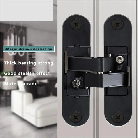 Close-up of Heavy Duty Concealed Invisible Door Hinge With Full Three Dimensional Adjustments And A Smooth Operator 180 Degree Flat Fold Setup.
