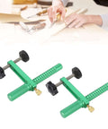 Two Piece Bench Dog Clamp Set 19mm Quick Release Fast Acting Hold Down All Metal Woodworking Tools, green clamps on table