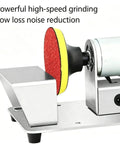 Powerful 7-Speed Electric Bench Sander With Variable Control Up To 6000Rpm showing motor and red polishing pad for precision metal wood projects.