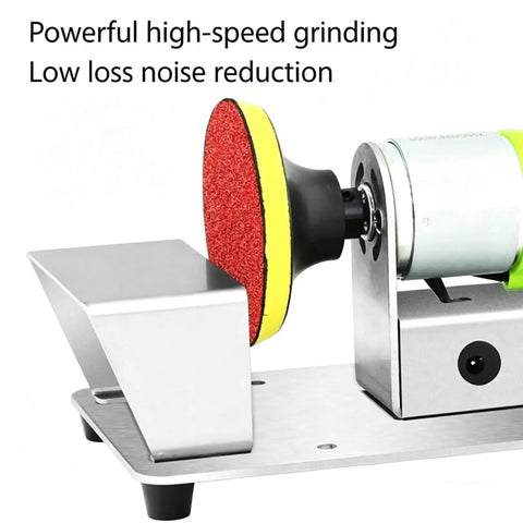 Powerful 7-Speed Electric Bench Sander With Variable Control Up To 6000Rpm showing motor and red polishing pad for precision metal wood projects.