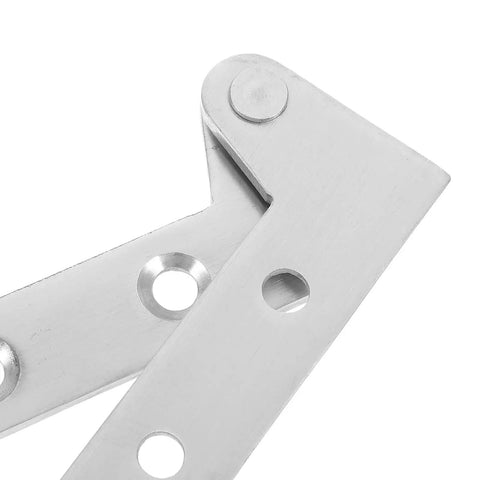 Close-up of Seven Way Concealed Cabinet Hinges with Thickened Rotating Shaft, Stainless Steel 4 Piece Set for Heavy Duty Use.