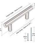 5 Pack Brushed Nickel T Bar Cabinet Pulls Stainless Steel Kitchen Cabinet Handles Two And A Half Inch Center To Center Four Inch Total Length