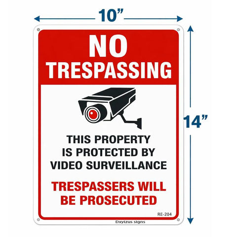 4-Pack No Trespassing Signs Outdoor For Private Property Made From Aluminum 10x14 Inches With UV Ink Print