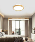 Modern LED Flush Mount Ceiling Light Fixture Circular Wood And Acrylic Close To Ceiling Lighting in bedroom, 11.8 inch diameter.