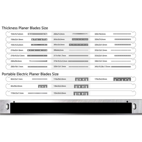 Badass 6pcs HSS Planer Blades Jointer Knives Real Heavy Duty Woodworking Machine Replacement Cutters High Hardness Wear Resistant Sharp Edge Built To Thrash For Your Shop Floor detailed size chart for thickness and portable electric planer blades